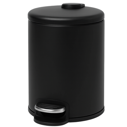 Cheqo® Pedaalemmer 3 Liter - Mat Zwarte Prullenbak - Anti-Slip Bodem - Uitneembare Binnenemmer - Metalen Pedaalemmer - Kunststof Elementen - Badkamer Prullenbak - Toilet Afvalemmer - Compacte Pedaalemmer - Hygiënische Afvaloplossing