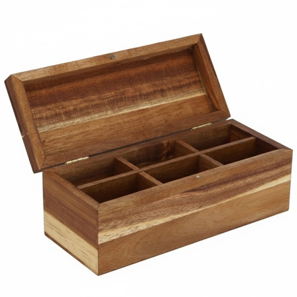 Cheqo® Theedoos - Thee Opbergdoos - Thee Bewaardoos - Theekist - Theekistje - Theezakjes Doos - Theezakjes Opbergdoos - Theezakjes Houder - Theebox - Tea Box - Theedoos 6 Vakken - Houten Theedoos