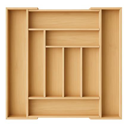 Cheqo® Uitschuifbare Bamboe Bestekbak - Keukenlade - Besteklade Uitschuifbaar - Verstelbare Lade Organizer - Bestekhouder - Hout