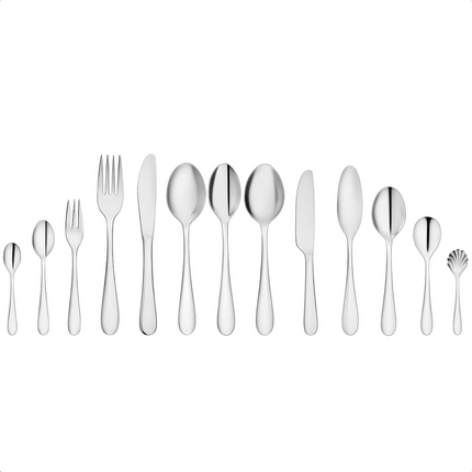 Cheqo® Luxe Bestekset - 70-Delig - Voor 12 Personen - RVS Bestek - Zilverkleurig - Vaatwasserbestendig - Hoogwaardig Edelstaal - Tijdloos Design - Serveerbestek Inbegrepen - 12 Lepels - 12 Vorken - 12 Messen - 12 Theelepels - 12 Taartvorkjes