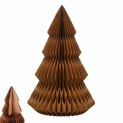 Cheqo® Decoratieve Kerstboom - Papieren Kerstboom - Bruine Kerstboom - Kerstboom Design - Unieke Kerstdecoratie - Vouwbare Kerstboom - Milieuvriendelijke Kerstboom - Kerstboom Voor Binnen - Stijlvolle Kerstdecoratie