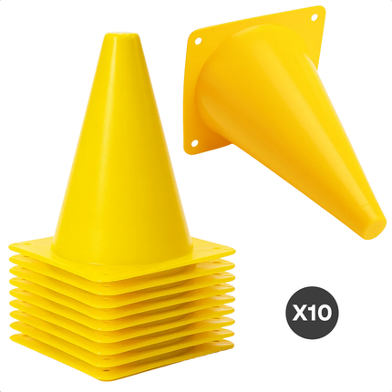 Cheqo® Voetbal Pionnen - Behendigheid En Coördinatie - Pionnen Set - Gele Pilonnen - Stapelbare Pionnen - Lichtgewicht Pionnen - Slalommen Training - Snelheid En Reactievermogen - Voetbal Oefenmateriaal - Kunststof Pion Set