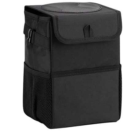 Cheqo® Auto Afvalbakje - Waterdichte Prullenbak - Auto Prullenbak - Opvouwbaar Afvalbakje - Draagbare Vuilnisbak - Verstelbare Riem - Rubberen Deksel - Geurvrije Prullenbak - Extra Opbergvakken - Klittenband Sluiting