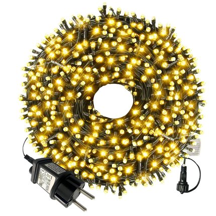 Cheqo® Clusterverlichting Warm Wit - 576 LED Lampjes - Lichtfuncties Met Geheugen - Energiezuinige LED's - Binnen En Buiten Gebruik - IP44 Beschermwaarde - Kerstboomverlichting - Kerstverlichting - Kerstlampjes
