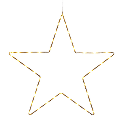 Cheqo® Ster Kerstverlichting - Kerstster - Warm Witte LED - Decoratieve Hangers - Zwarte Metalen Frame - Moderne Stijl - Kerstdecoratie Buiten - LED Lampjes Met Timer - 180 LED Lampjes - Adapter Inbegrepen - Tuinverlichting