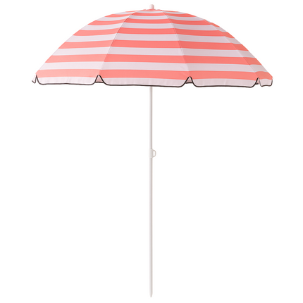 Cheqo® Strandparasol met Roze Streep - Parasol voor Strand - Tuinparasol - Terras Parasol - Polyester - Kantelbaar