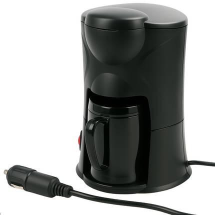Cheqo® Koffiezetapparaat voor Auto 12V - Draagbare Koffiemachine met Autostekker – Reiskoffiezetapparaat voor Kamperen, Caravan & Vakantie – Compacte Elektrische Koffiezetter – Koffie Onderweg – Espressomachine 12V
