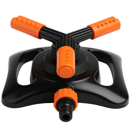 Cheqo® 3-Armige Wervelende Tuinsproeier – Zwenksproeier met 360 Graden Bewatering – Gazonsproeier met Tuinslangaansluiting – Waterstroom Aanpasbaar – Brede Spray & Smalle Straal
