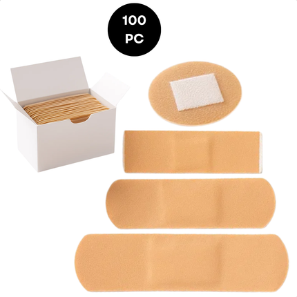 Cheqo® Pleisters 100 Stuks - Wondpleisters - Pleisters 4 Maten - Pleisters Voor Wondverzorging - Pleisters Voor Dagelijks Gebruik - Pleisters Voor Kleine Wonden - Pleisters Voor Eerste Hulp - Pleisters Voor Thuisgebruik - Pleisters Voor Ehbo