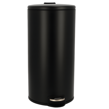 Cheqo® Pedaalemmer 30L – Mat Zwarte Prullenbak – 30 Liter Afvalemmer – Pedaalbediening – Anti-Slip Bodem – Uitneembare Binnenemmer – Keuken Afvalbak – Bijkeuken Prullenbak – Huishoudelijk Gebruik – Mat Zwart Design – Ruime Pedaalemmer