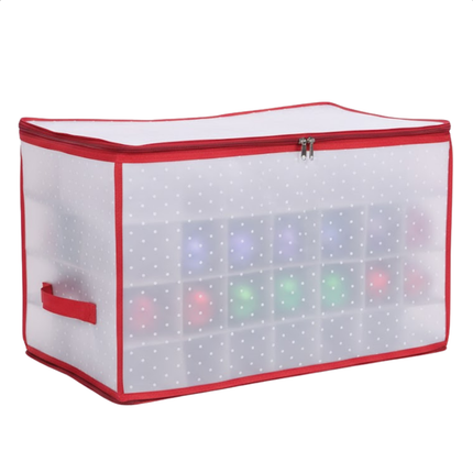 Cheqo® Kerstballen Opbergdoos - Opvouwbare Opbergdoos - Opbergbox Voor Kerstballen - Kerstdecoratie Opbergen - Opbergood Voor Kerstballen - Opbergdoos Met Rits - Kunststof Opbergdoos - Kerstbal Organizer