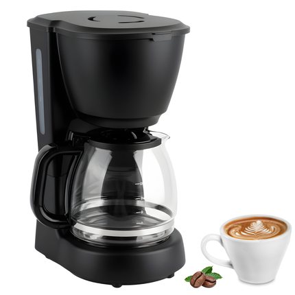 Cheqo® Koffiezetapparaat met Glazen Kan - Uitneembaar Filter - Anti-Drup Functie - Koffiezet Apparaat - Filterkoffie Machine - Warmhoudplaatje - Koffiemachine - Zwart Koffiezetapparaat - Betrouwbare Koffiemachine