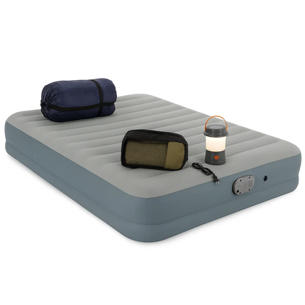 Cheqo® 2-Persoons Luchtbed 200x150cm – Opblaasmatras met Ingebouwde Pomp – Alwayzaire Technologie – Fortech Materiaal – I-Beam Constructie – Luchtbed met Kussen – Camping & Festival Logeerbed – USB-oplaadkabel – 350kg Draaggewicht