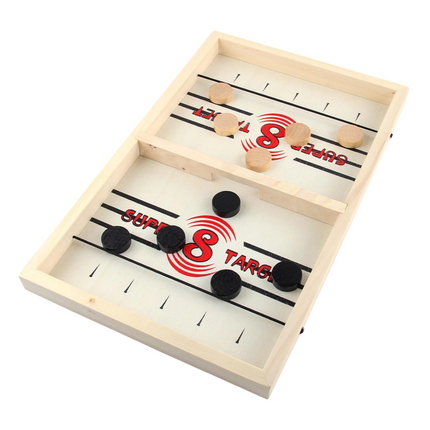 Cheqo® Houten Puckspel - Slingshot Puck Spel - Sjoelen - Tafelspel voor Kinderen - 35 cm - Educatief Speelgoed - 2 Spelers