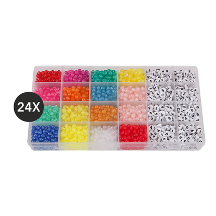 Cheqo® Kralenset voor Sieraden Maken - Kralen Set - 24 Soorten - Inclusief Draad en Schaar - Perfect voor DIY Armbanden