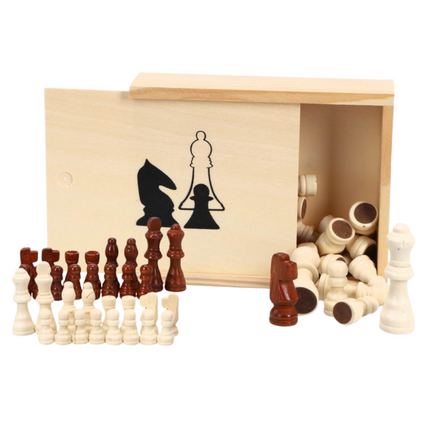 Cheqo® Houten Schaakstukken - Schaakstukken Set - Klassiek Schaakspel - Educatief Speelgoed - Inclusief Kistje