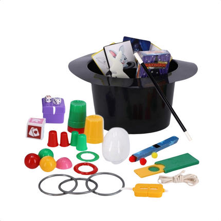 Cheqo® Magische Goocheldoos - 150 Trucs - Magic Tricks Set - Inclusief Goochelhoed en Goochelstok - Met Bekers, Ringen, Ballen, en Meer - Goochelset voor Kinderen -  Goochelen