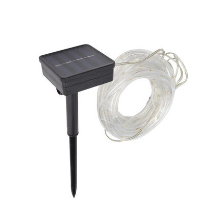 Cheqo® Solar Lichtsnoer Kerstverlichting - Kerstlampjes voor Buiten - Kerstverlichting - Warm Wit LED - 10 Meter Flexibel - Zonne-energie Tuinverlichting