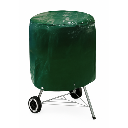 Cheqo® Ronde Barbecuehoes ⌀70 cm x 80 cm - Zwarte Polyethyleen BBQ Cover - Barbecue Hoes - Waterbestendig - Extra Sterk - UV Bescherming - BBQ Accessoires - Zwart - Rond - Elastisch Koord