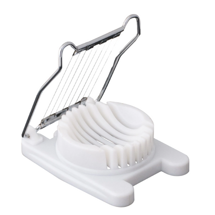 Cheqo® Eiersnijder RVS - Ei Snijder - Eisnijder - Perfect voor Plakken - 8x10x3 cm - Wit Keukenhulp