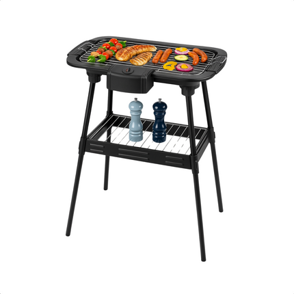 Cheqo® Elektrische BBQ 2-in-1 - Rookvrij - Tafelbarbecue Voor Binnen & Buiten - Elektrische Barbecue - BBQ voor Camping & Tuin
