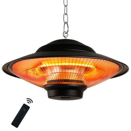 Cheqo® Terrasverwarmer - Terrasverwarming - Heater - Infrarood Verwarming - Plafondmontage - Halogeen Heater - Waterdicht met Afstandsbediening - Aluminium