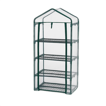 Cheqo® Mini Kas 4 Lagen - Kweekkas met Opbergruimte - Compacte Tuinkas voor Groente Kweken - Foliekas - Moestuin - Weerbestendige Plantenkas - Kweekkas