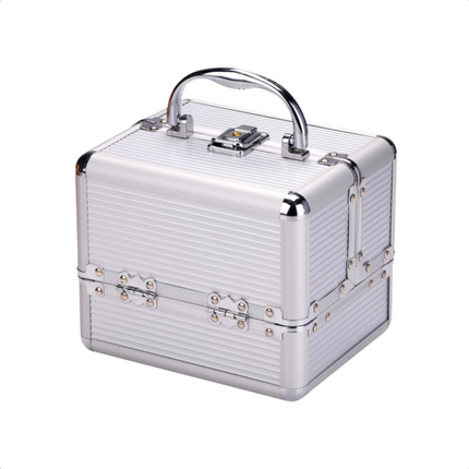 Cheqo® Make-up Koffer Aluminium - Grote Cosmetica Organizer - Beauty Case met Vakken - Visagiekoffer - Cosmeticakoffer - Beautycase