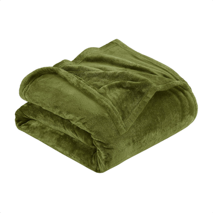 Cheqo® XL Warme en Zachte Fleece Deken - 150 x 200 cm - Donkergroen - Fleece Deken - Fleece Plaid - Super Zacht - Plaid voor op de Bank - Bed - Woonkamer - Decoratie Plaid