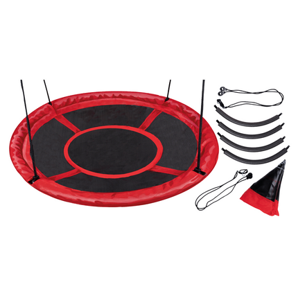 Cheqo® Nestschommel 110 cm - Buiten Schommelen - Schotelschommel - Kinderschommel - Hangschommel - Schommel - Rood Zwart - Hoog Draaggewicht