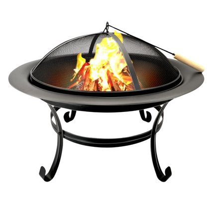 Cheqo® Vuurschaal Staal - Vuurkorf - Tuinhaard - Sfeerhaard - Terrasverwarmer - Grote Vuurschaal Tuin - Inclusief Vonkenscherm - Zwart