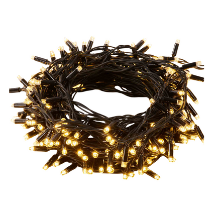 Cheqo® Koppelbare Kerstverlichting voor Buiten - Kerstlampjes - Kerstboomverlichting - 100 LED Warm Wit - 10m Buiten IP44 - Zwart Snoer
