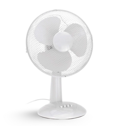 Cheqo® - Stabiele Tafelventilator - Ventilator - Fan - 45W - 3 Snelheden - Draaibaar & Kantelbaar - 30cm Diameter - Wit - Voor op Kantoor - Voor Thuis - Metaal - Staande Ventilator