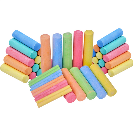 Cheqo® Stoepkrijt Set - Kleurrijk Krijt voor Kinderen - 50 Stuks - Grote en Kleine Krijtjes