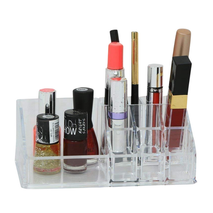 Cheqo® Make-Up Organizer Transparant - Transparant Cosmetica Opbergbakje - Opbergbox Make up - Opbergdoos Cosmetica - Voor Badkamer en Make up Tafel - Acryl Make-up Organizer