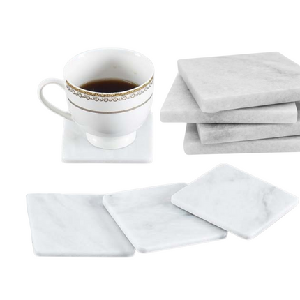 Cheqo® Luxe Marmeren Onderzetters Set - Moderne Onderzetters voor Glazen - Glasonderzetter Vierkant