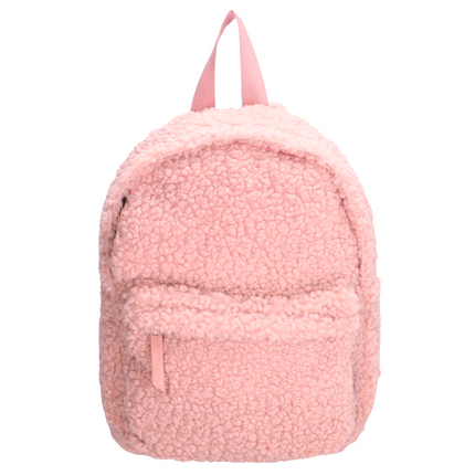 Cheqo® Luxe Kinderrugzak - Rugzak voor Kinderen - Rugtas voor Meisjes - Schooltas - Zachte Teddystof - Verstelbare Schouderbanden - Roze