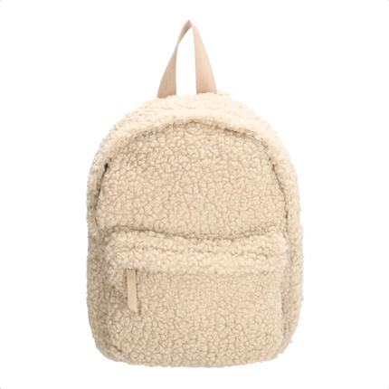 Cheqo® Luxe Kinderrugzak - Rugzak voor Kinderen - Rugtas - Schooltas - Zachte Teddystof - Verstelbare Schouderbanden - Wit