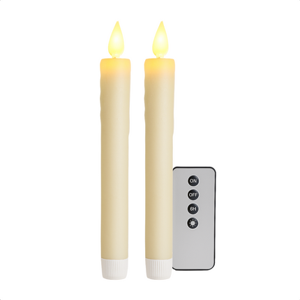 Cheqo® LED Kaarsen Set - Ivoor - LED Dinerkaarsen Met Afstandsbediening - Sfeerverlichting - Veilig en Stijlvol