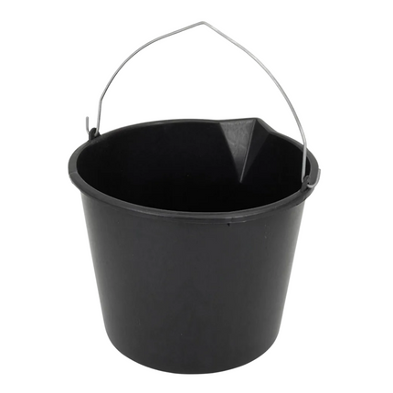 Cheqo® Zwarte Kunststof Emmer - 12 Liter - Met Schenktuit - Ideaal voor Bouw en Verf