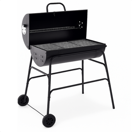 Cheqo® XL Houtskool Barbecue - BBQ - Verrijdbaar - Cilindervorm - Buitenkeuken