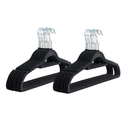 Cheqo® Kledinghangers Set - 20 Stuks - Zwart - 40cm - Voor Kleding, Truien, Jassen, etc - Kledinghanger - Kleerhanger Set