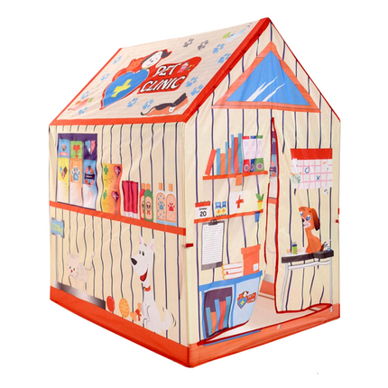 Cheqo® Kinderspeeltent Dierenarts - Speeltent - Speelhuisje - 95x72cm - Dierenkliniek - Polyester