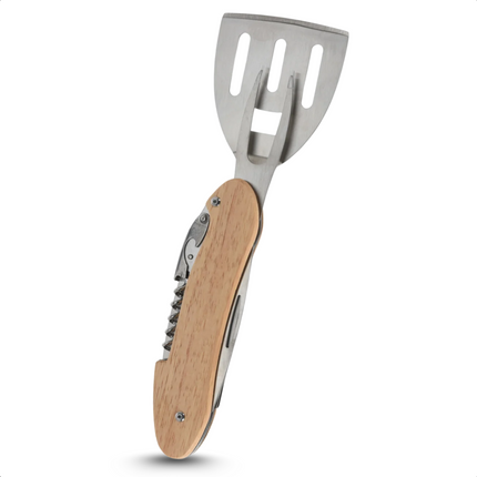 Cheqo® 5-in-1 BBQ Gereedschap - BBQ Tang - Barbecue Gereedschapset - BBQ Accessoires -  BBQ Tang - BBQ Set - Zakmes Model - RVS