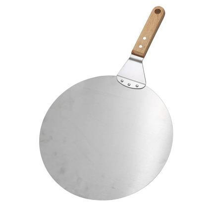 Cheqo® RVS Pizzaschep met Houten Handvat voor BBQ en Oven - Pizzaspatel - Taartschep - Dunne Pizza Schep - 30.5 cm Diameter - 49 cm Lengte