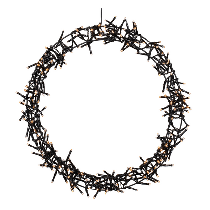 Cheqo® Verlichte Kerstkrans - Kerstkrans met LED - Ø38 cm - Warm Wit LED - 8 Lichtfuncties - Binnen & Buiten