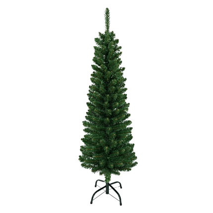 Cheqo® Smalle Kunstkerstboom PVC - Smalle Kerstboom - Smal Potloodmodel 120 cm - Metalen Standaard