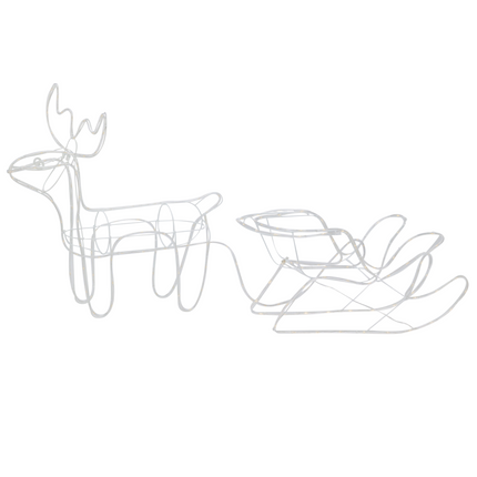 Cheqo® Rendier Met Slee voor Buiten - Kerstverlichting Buiten - Kerst Rendier met Arreslee - Warm Wit LED Slangverlichting - 160 cm - Metaal & PP - IP44