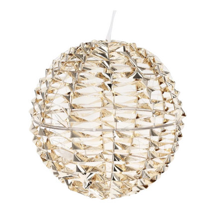 Cheqo® Verlichte Bal - Lichtbal - Lichtbol - Kerstversiering - Sfeerverlichting Binnen - Kerstverlichting - Kerstbal Verlicht - Kerstdecoratie Goud - 25 cm - Warm Witte LED - Metalen Decoratie