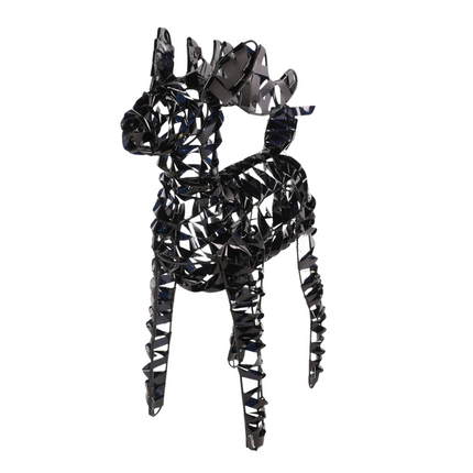 Cheqo® Verlicht Rendier met Kerstverlichting - Kerstlampjes - Zwart Hert Metaal - 37 cm - Microled Timer - Voor Binnen